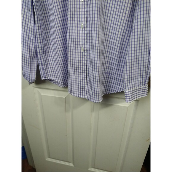 Orvis Woman 18 Button Shirt L/S Purple Checked Pocket Wrinkle Free Logo Office - Picture 8 of 10
